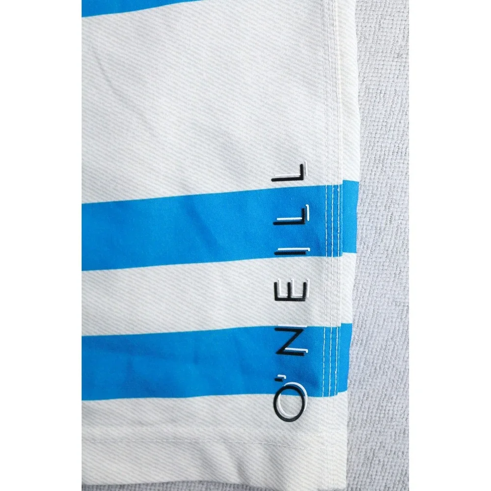 O'Neill Board Shorts Mens 36 Blue Orange Striped Hyperfreak Swim Trunks Pocket